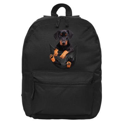 Dog Lovers Gifts Doberman In Pocket Funny Dog Face 16 in Basic Backpack