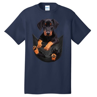 Dog Lovers Gifts Doberman In Pocket Funny Dog Face Tall T-Shirt