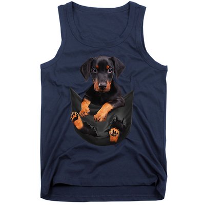 Dog Lovers Gifts Doberman In Pocket Funny Dog Face Tank Top