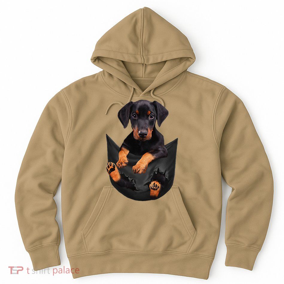 Dog Lovers Gifts Doberman In Pocket Funny Dog Face Hoodie