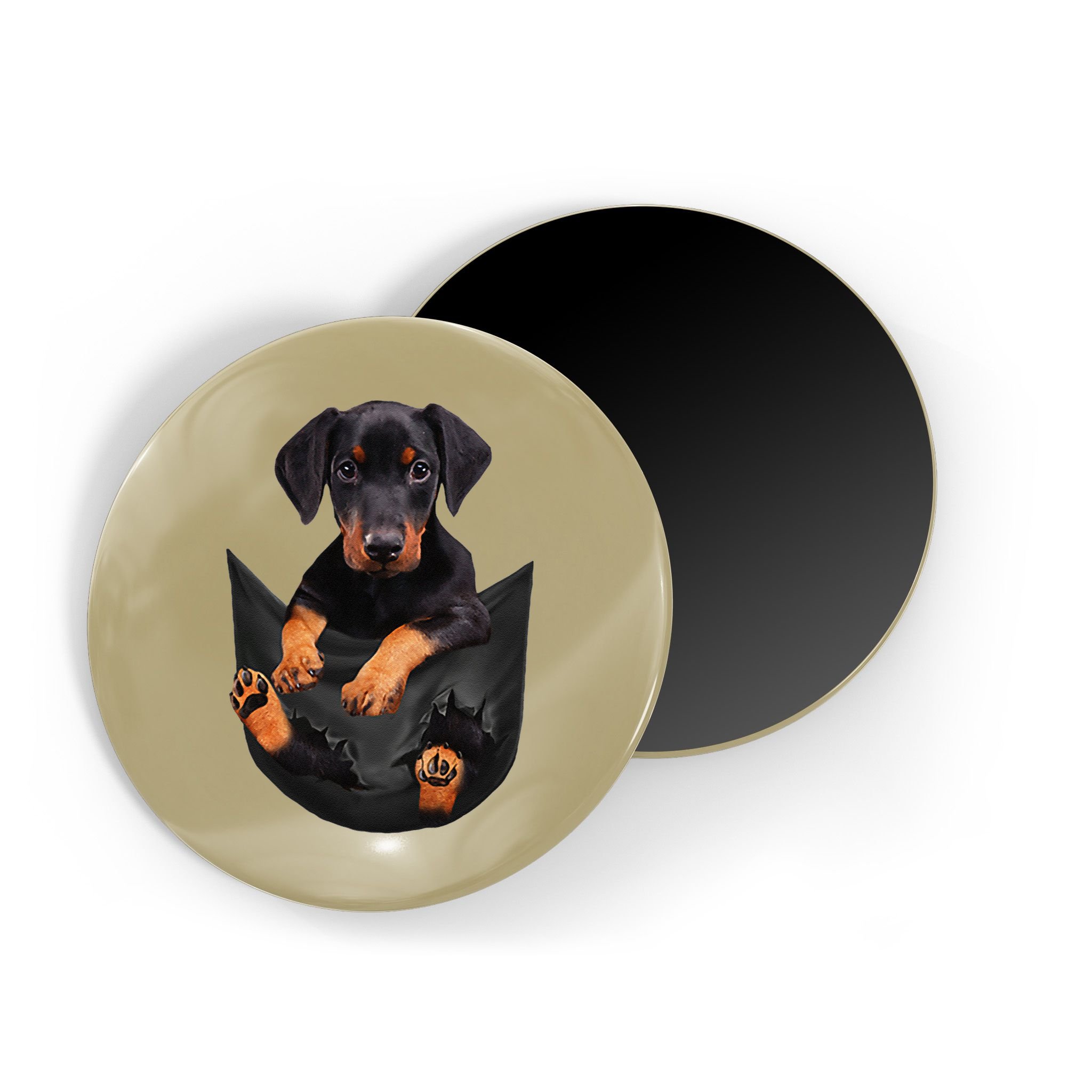 Dog Lovers Gifts Doberman In Pocket Funny Dog Face Magnet