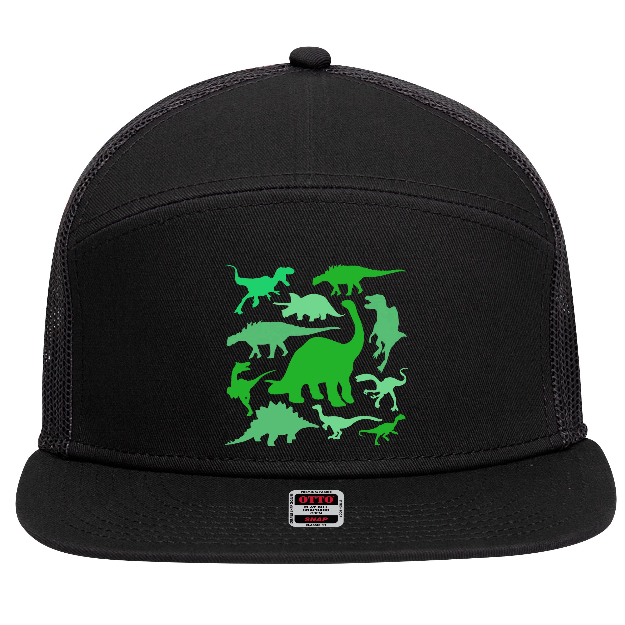 Dinosaur Lover Gift 7 Panel Mesh Trucker Snapback Hat