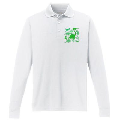 Dinosaur Lover Gift Performance Long Sleeve Polo