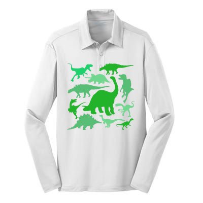 Dinosaur Lover Gift Silk Touch Performance Long Sleeve Polo