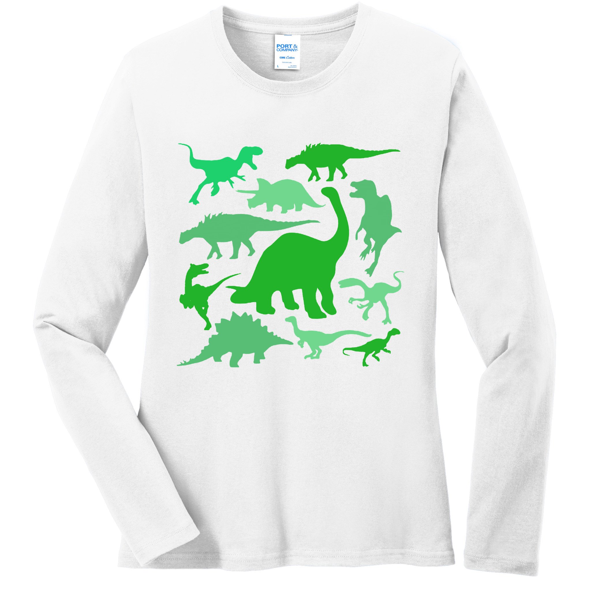Dinosaur Lover Gift Ladies Long Sleeve Shirt