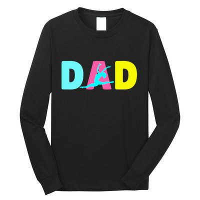 Dad Little Gymnast Girl Birthday Gymnastics Themed Party Long Sleeve Shirt
