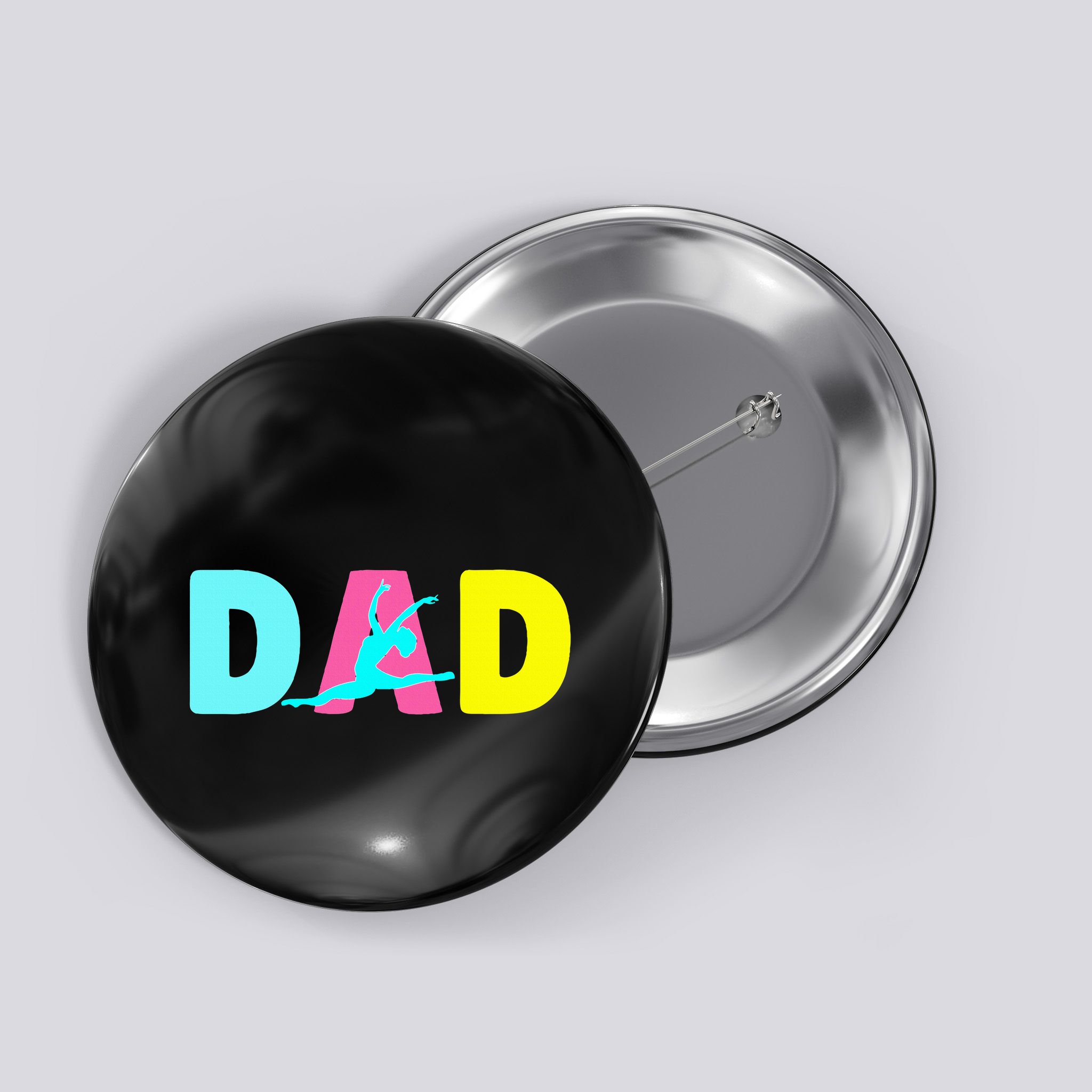 Dad Little Gymnast Girl Birthday Gymnastics Themed Party Button