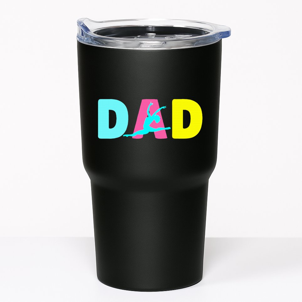 Dad Little Gymnast Girl Birthday Gymnastics Themed Party Tumbler
