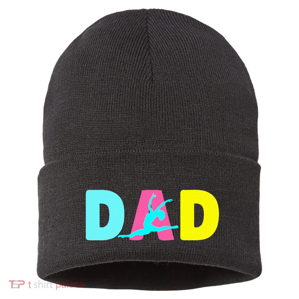 Dad Little Gymnast Girl Birthday Gymnastics Themed Party Sustainable Knit Beanie