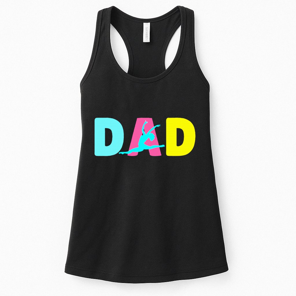 Dad Little Gymnast Girl Birthday Gymnastics Themed Party Womens Tank Top