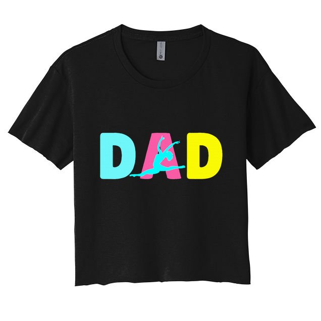 Dad Little Gymnast Girl Birthday Gymnastics Themed Party Crop Top