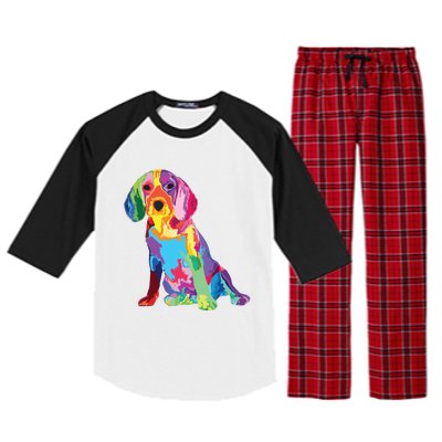 Dog Lover Gifts For Womens Beagle Colorful Beagle Men Raglan Sleeve Pajama Set