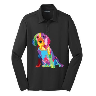 Dog Lover Gifts For Womens Beagle Colorful Beagle Men Silk Touch Performance Long Sleeve Polo