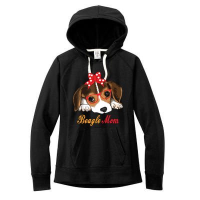 Dog Lover Gifts Bow Tie Glasses Funny Cute Beagle Mom Women's Fleece Hoodie