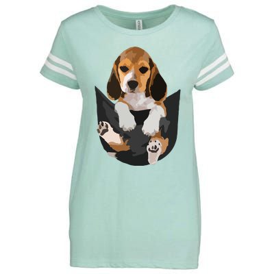 Dog Lovers Gifts Beagle In Pocket Funny Dog Face Enza Ladies Jersey Football T-Shirt