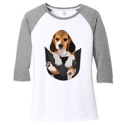 Dog Lovers Gifts Beagle In Pocket Funny Dog Face Women's Tri-Blend 3/4-Sleeve Raglan Shirt