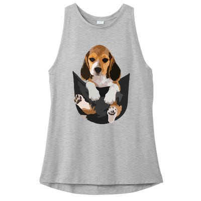 Dog Lovers Gifts Beagle In Pocket Funny Dog Face Ladies PosiCharge Tri-Blend Wicking Tank