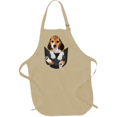 Dog Lovers Gifts Beagle In Pocket Funny Dog Face Full-Length Apron With Pockets