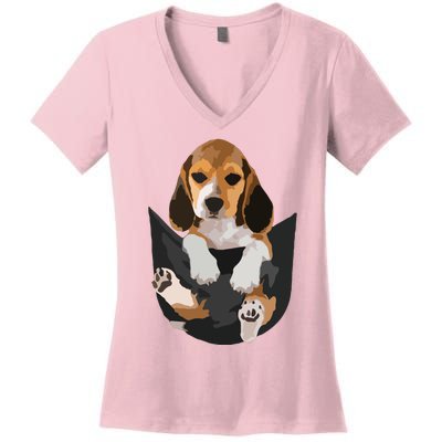 Dog Lovers Gifts Beagle In Pocket Funny Dog Face Women's V-Neck T-Shirt