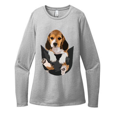 Dog Lovers Gifts Beagle In Pocket Funny Dog Face Womens CVC Long Sleeve Shirt