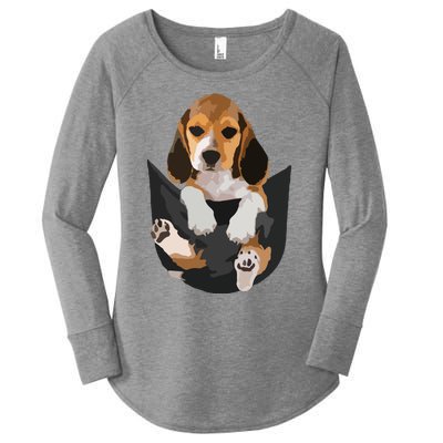 Dog Lovers Gifts Beagle In Pocket Funny Dog Face Women's Perfect Tri Tunic Long Sleeve Shirt