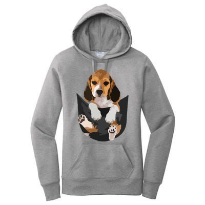 Dog Lovers Gifts Beagle In Pocket Funny Dog Face Women's Pullover Hoodie