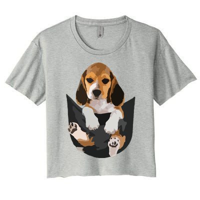 Dog Lovers Gifts Beagle In Pocket Funny Dog Face Women's Crop Top Tee