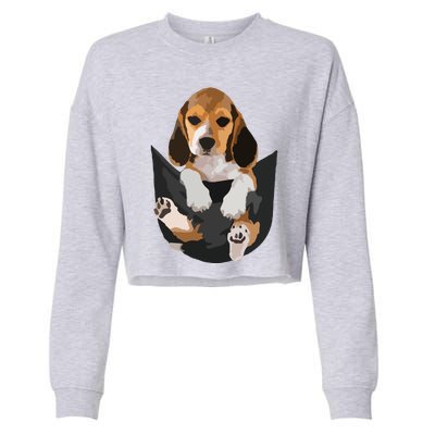 Dog Lovers Gifts Beagle In Pocket Funny Dog Face Cropped Pullover Crew