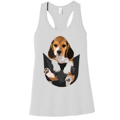 Dog Lovers Gifts Beagle In Pocket Funny Dog Face Women's Racerback Tank