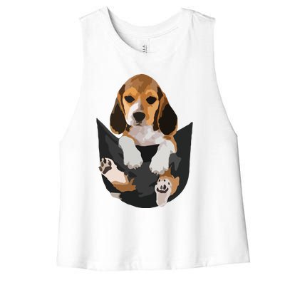 Dog Lovers Gifts Beagle In Pocket Funny Dog Face Women's Racerback Cropped Tank