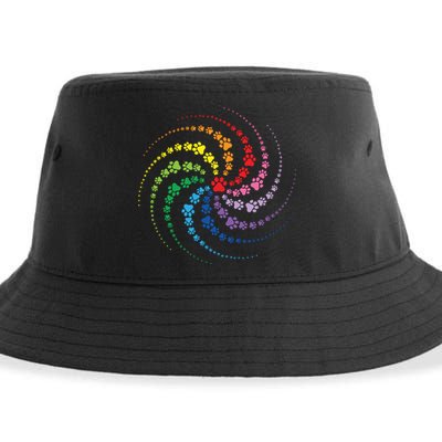 Dog Lover Gift For Gift Colorful Paw Print Cool Gift Sustainable Bucket Hat