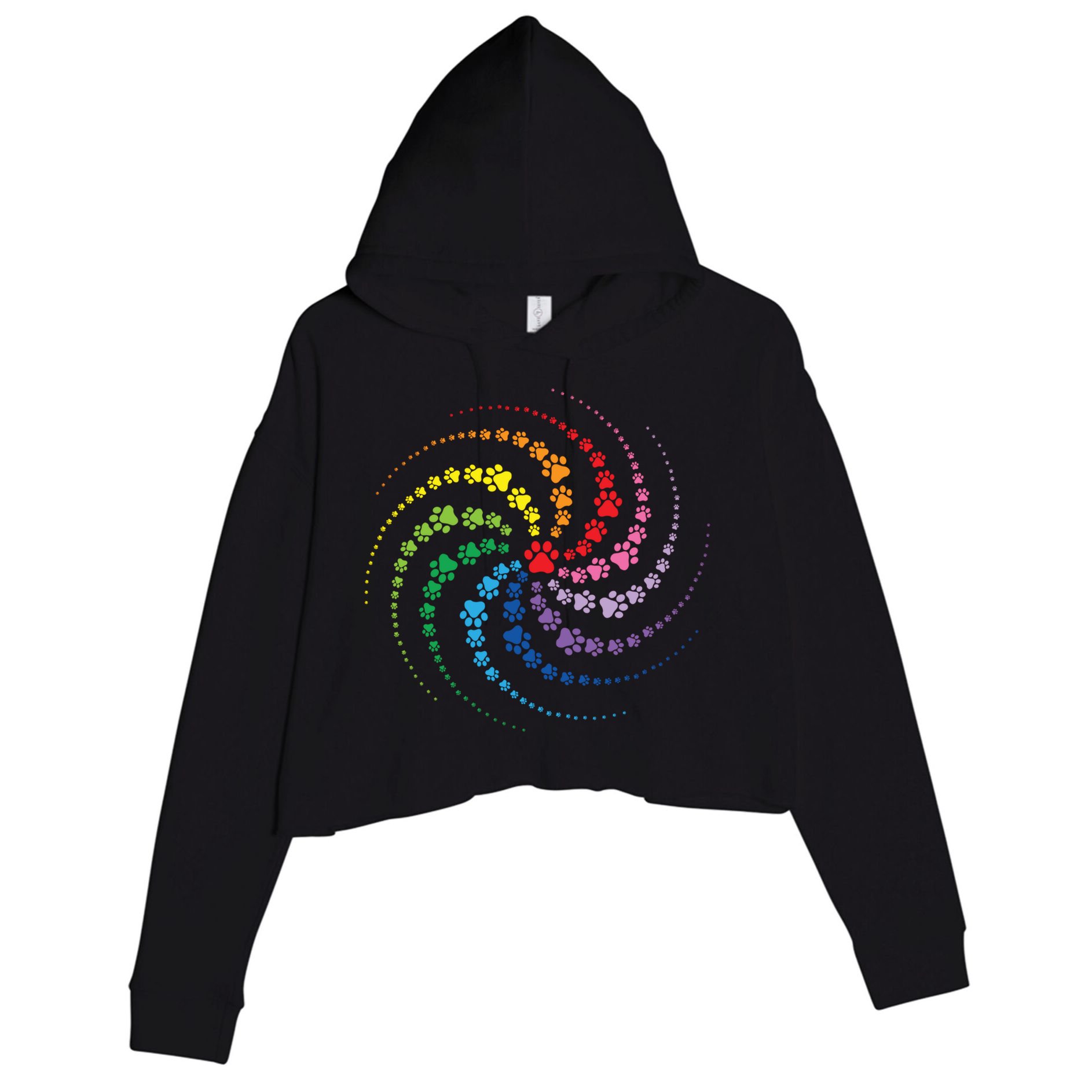 Dog Lover Gift For Gift Colorful Paw Print Cool Gift Crop Fleece Hoodie