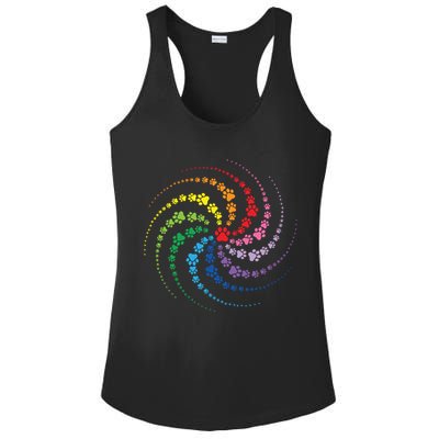 Dog Lover Gift For Gift Colorful Paw Print Cool Gift Ladies PosiCharge Competitor Racerback Tank