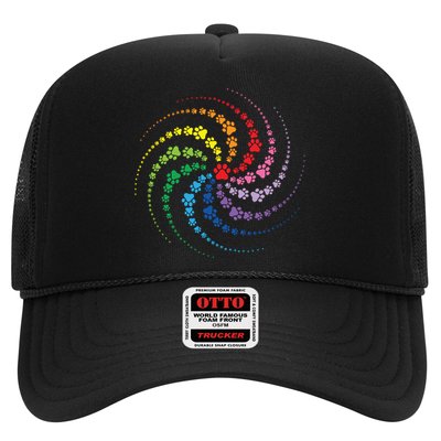 Dog Lover Gift For Gift Colorful Paw Print Cool Gift Trucker Hat