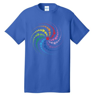 Dog Lover Gift For Gift Colorful Paw Print Cool Gift Tall T-Shirt