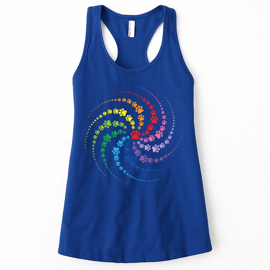 Dog Lover Gift For Gift Colorful Paw Print Cool Gift Womens Tank Top