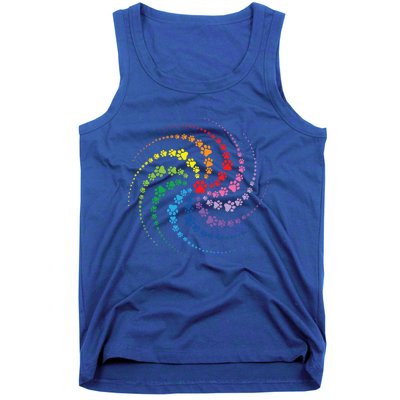 Dog Lover Gift For Gift Colorful Paw Print Cool Gift Tank Top