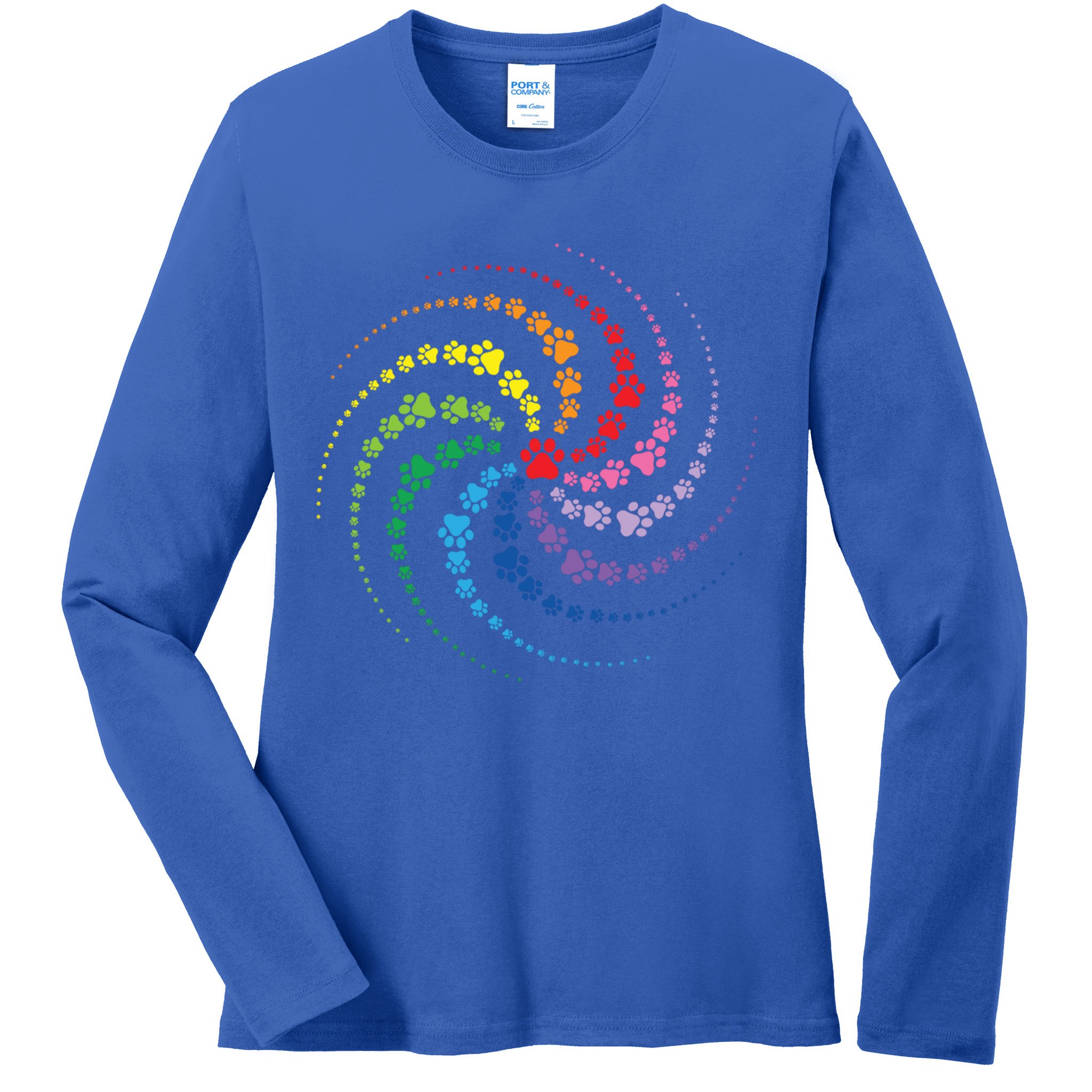 Dog Lover Gift For Gift Colorful Paw Print Cool Gift Ladies Long Sleeve Shirt