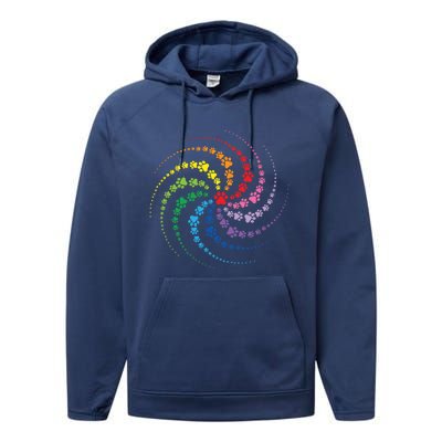 Dog Lover Gift For Gift Colorful Paw Print Cool Gift Performance Fleece Hoodie