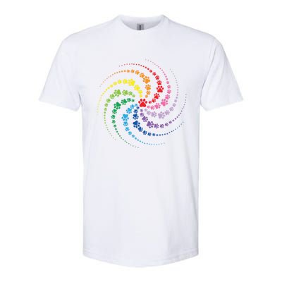 Dog Lover Gift For Gift Colorful Paw Print Cool Gift Softstyle® CVC T-Shirt