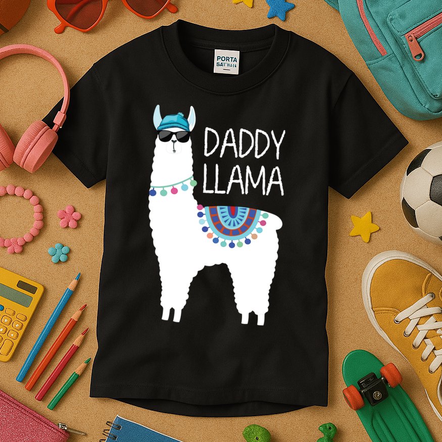Daddy Llama Gift For Men Papa Kids T-Shirt