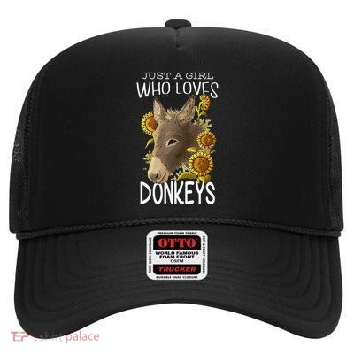 Donkey Lovers Girl Women Just A Girl Who Loves Donkeys High Crown Mesh Back Trucker Hat