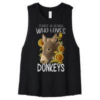 Donkey Lovers Girl Women Just A Girl Who Loves Donkeys Women's Racerback Cropped Tank