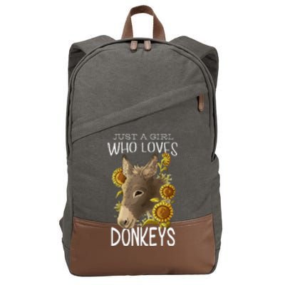 Donkey Lovers Girl Women Just A Girl Who Loves Donkeys Cotton Canvas Backpack