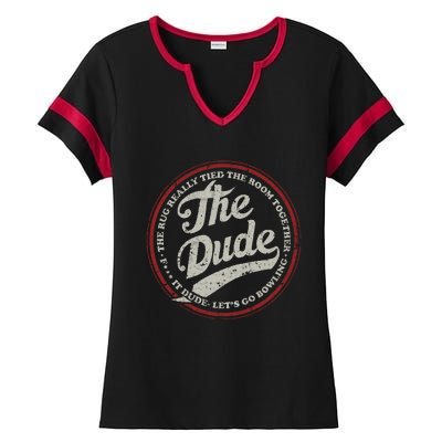 Dude Let&39;s Go Bowling Ladies Halftime Notch Neck Tee