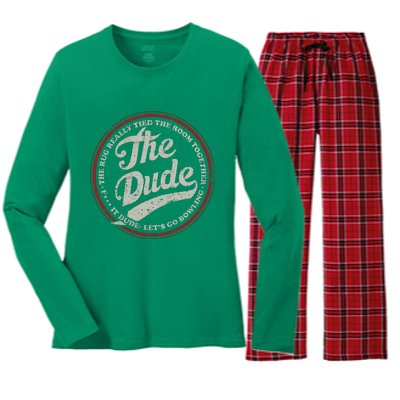 Dude Let&39;s Go Bowling Women's Long Sleeve Flannel Pajama Set 