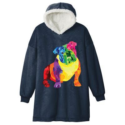 Dog Lover Gifts Women Colorful Cool English Bulldog Men Hooded Wearable Blanket