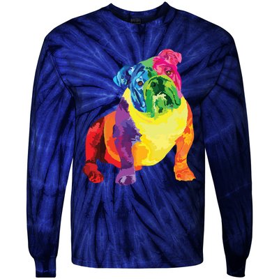 Dog Lover Gifts Women Colorful Cool English Bulldog Men Tie-Dye Long Sleeve Shirt