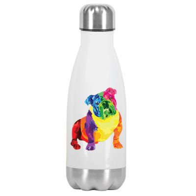 Dog Lover Gifts Women Colorful Cool English Bulldog Men Stainless Steel Insulated Water Bottle