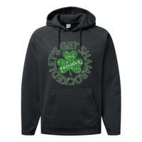 Distressed Let's Get Shamrocked Irish St Patrick Performance Fleece Hoodie